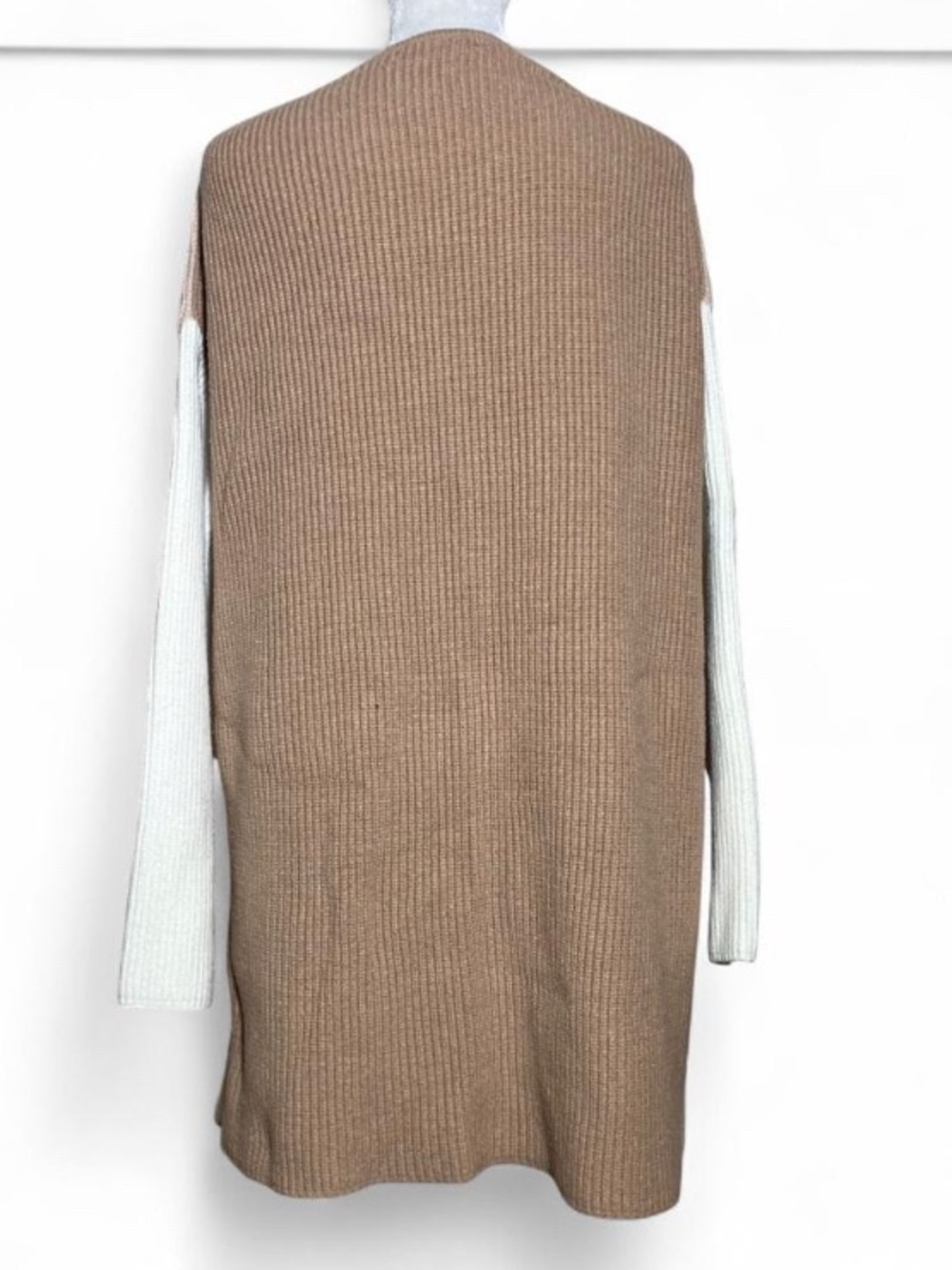 Impressions Beige Knit Open Front Cardigan Sweater Oversized Cozy size S/M - Picture 3 of 7